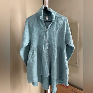 Zenana Outfitters Teal Button-Down Shirt